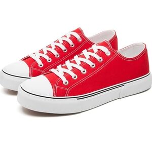 Men's Red Canvas Sneakers Size 13